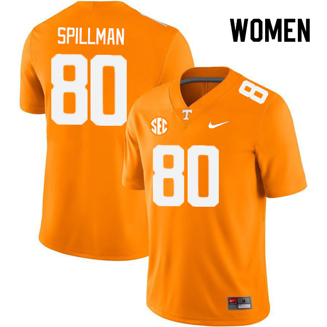 Women #80 Nate Spillman Tennessee Volunteers College Football Jerseys Stitched Sale-Orange